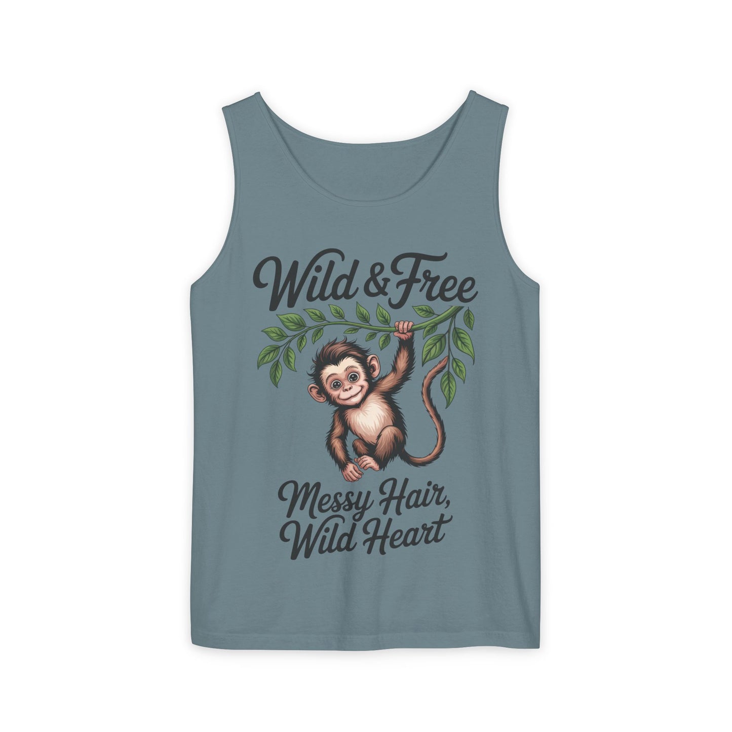 Wild & Free Monkey Tank Top, Messy Hair Wild Heart Womens Tank, Cute Jungle Animal Shirt, Boho Adventure Tank, Fun Nature Lover Gift