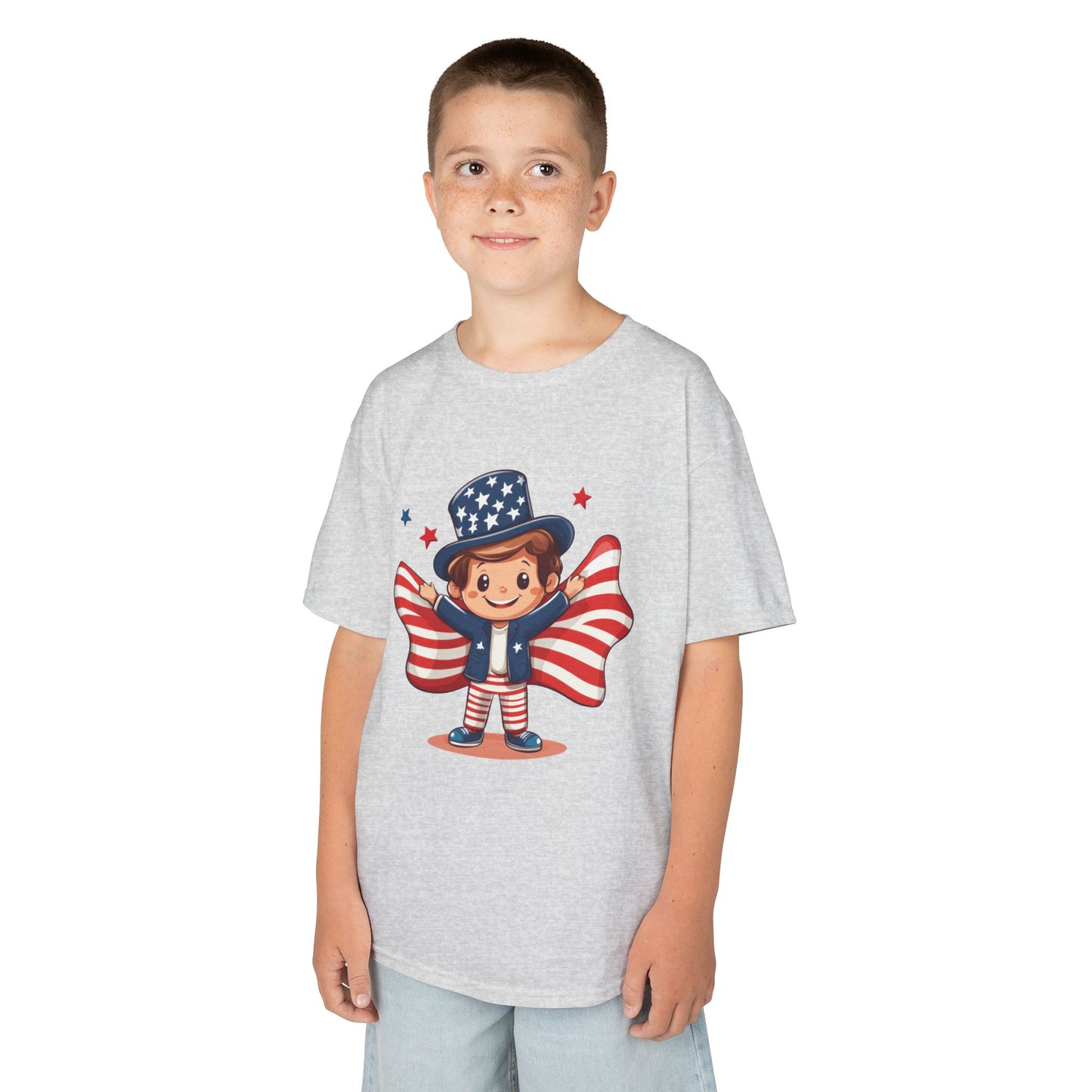 4th of July Kids T-Shirt,Kids Unisex Patriotic Tee, American Flag Outfit for Boys and Girls, Independence Day Shirt, Cute American Shirt