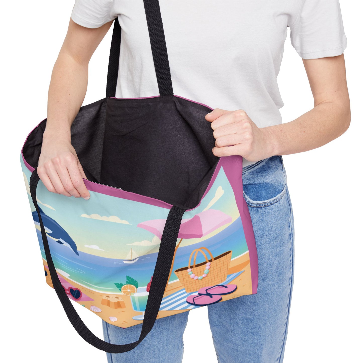 Vibrant Beach Weekender Tote Bag, Travel Bag, Shopping Tote, Coastal Style, Summer Vibe, Perfect for Vacation, Beach Days, Family Outings