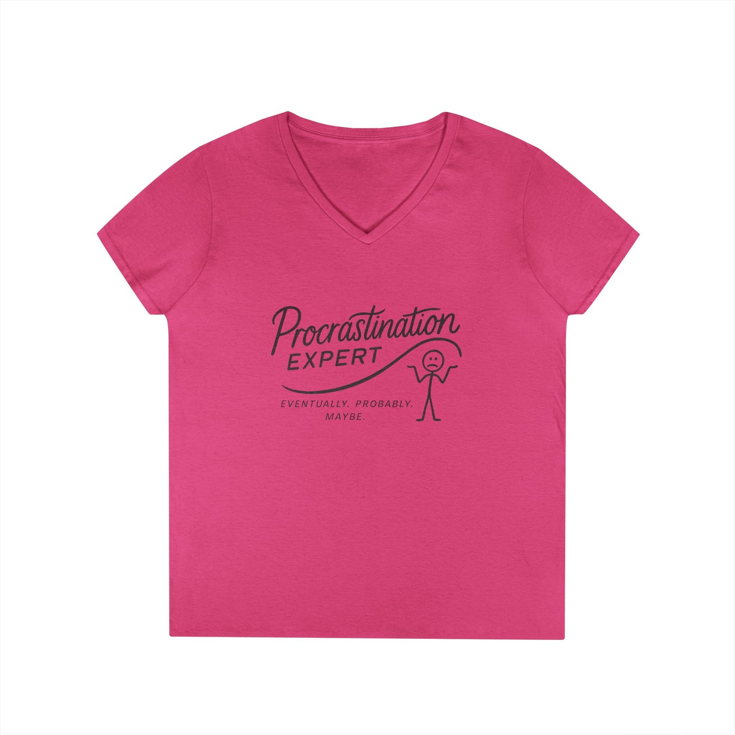 Procrastination Expert V-Neck T-Shirt, Funny Gift for Students, Lazy Days, Work from Home, Relaxing Apparel, Humor Shirt