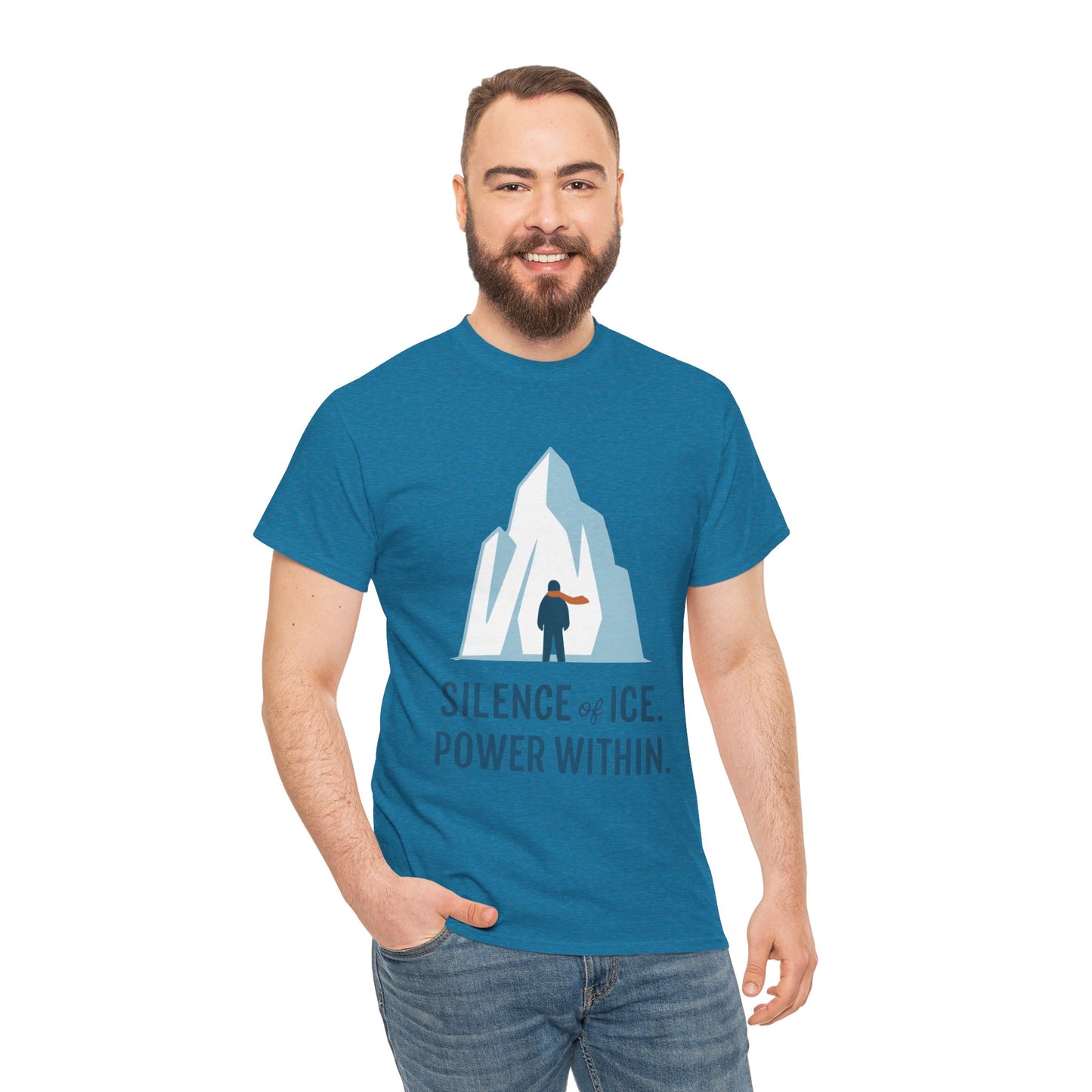 Silence of Ice Power Within Mens T-Shirt, Minimalist Nordic Iceberg Graphic Tee