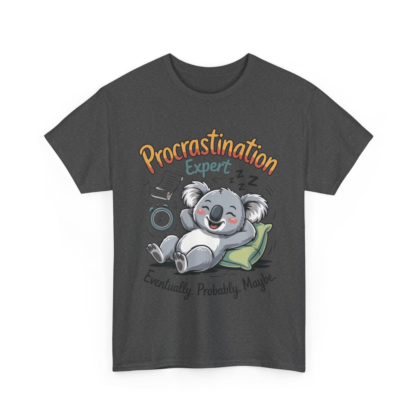 Procrastination Expert Cotton Tee, Funny T-Shirt, Cute Koala Design, Gift for Students, Relaxed Fit Shirt, Gift for Animal Lovers