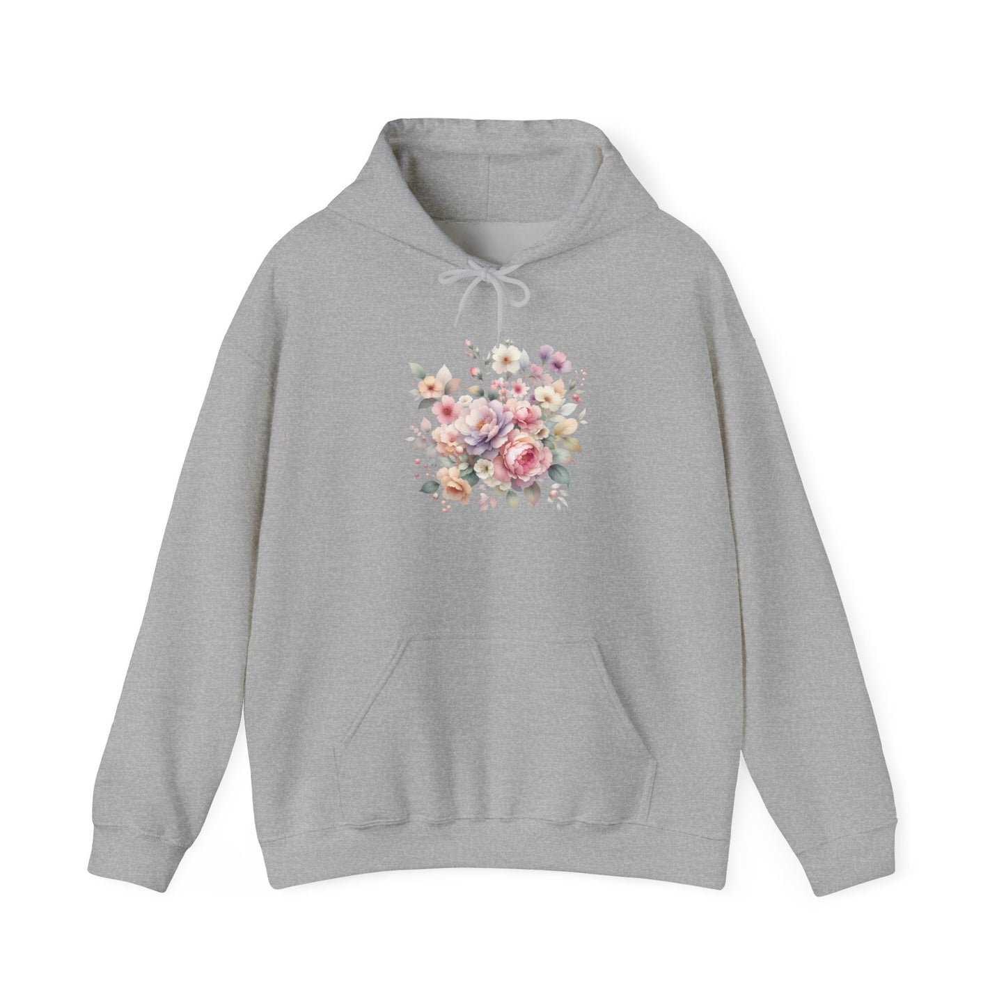 Floral Comfort Hoodie, Cozy Sweatshirt for Women, Spring Fashion, Gift for Her, Casual Everyday Wear, Soft Pastel Flower Print Sweatshirt