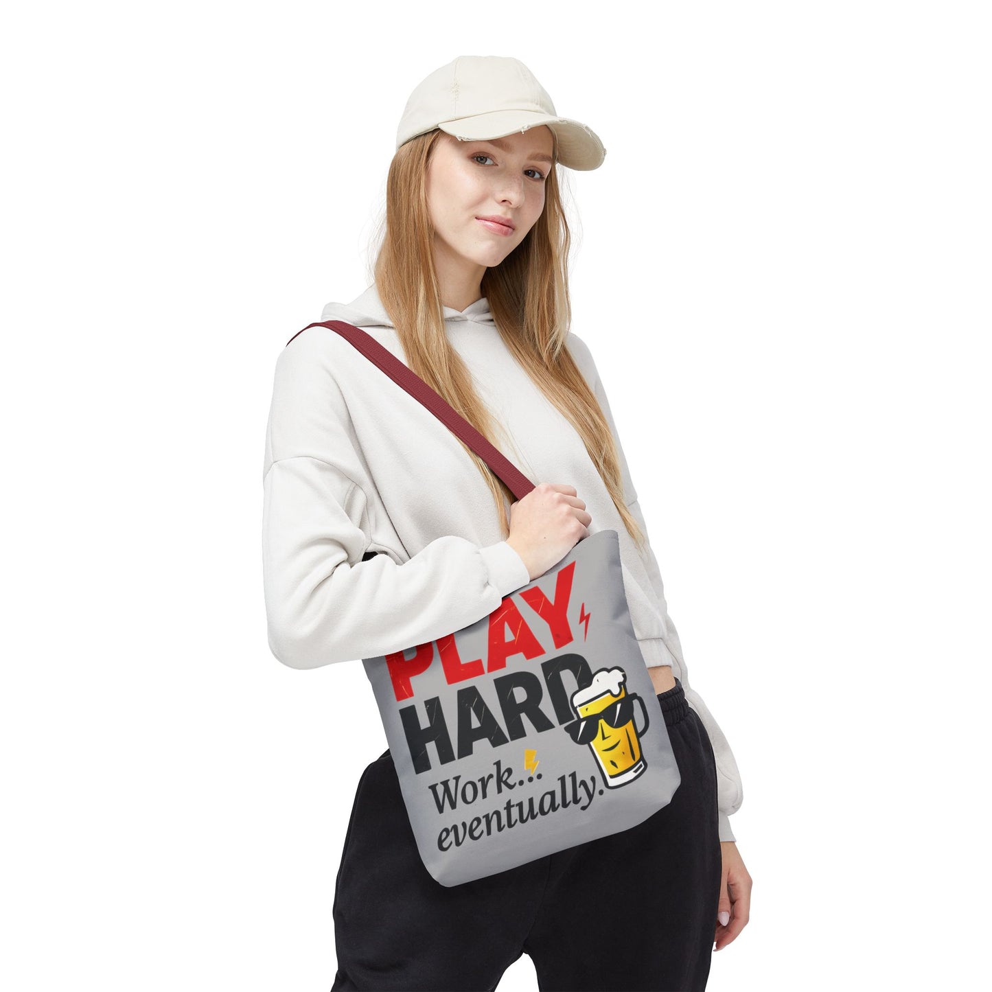 Play Hard Tote Bag - Fun, Stylish, Tote for Work & Play, Summer, Gift, Beach Bag, Everyday Carry, Beach Weekender Bag, large canvas bag