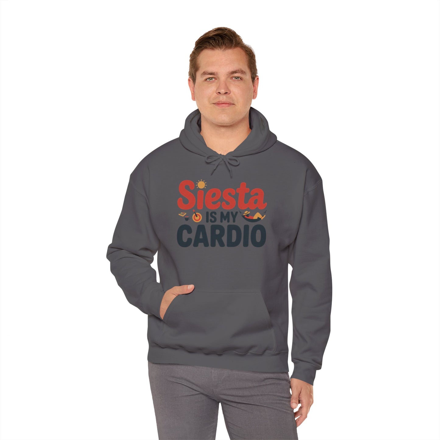 Mens Heavy Blend™ Hooded Sweatshirt, Siesta Is My Cardio Funny Mens Hoodie Spain Humor Gift