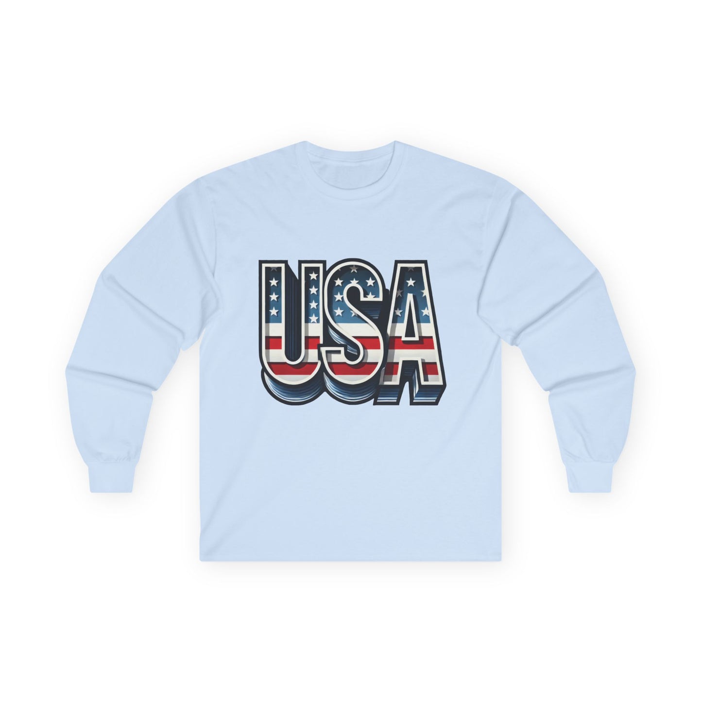 USA Graphic Long Sleeve Tee, Patriotic Shirt, Unisex Casual Wear, Independence Day Gift, Vintage Americana Apparel