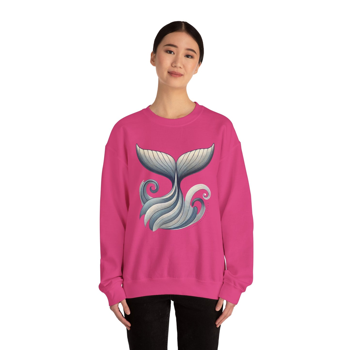 Whale Tail Ocean Sweatshirt, Unisex Heavy Blend Crewneck Sweatshirt, Nautical Coastal Sea Life Gift for Beach Lovers, Gift for Ocean Lovers