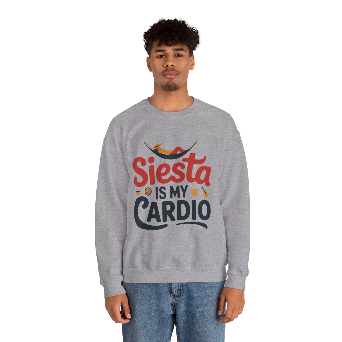 Men's Heavy Blend™ Crewneck Sweatshirt, Siesta Is My Cardio Funny Mens Sweatshirt Spain Gift