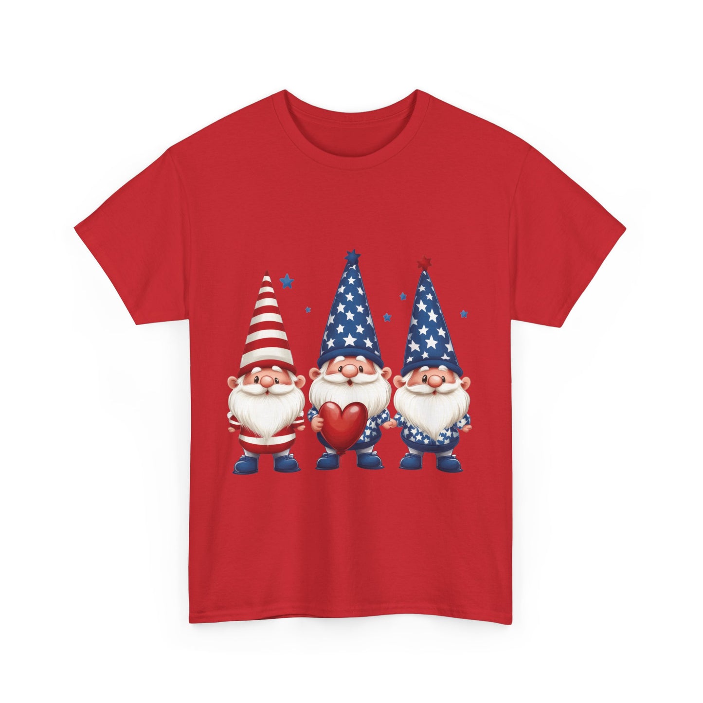Patriotic Gnome Unisex Heavy Cotton Tee - Cute Tee for Independence Day, Casual Wear, Gift for Gnome Lovers, Summer Style