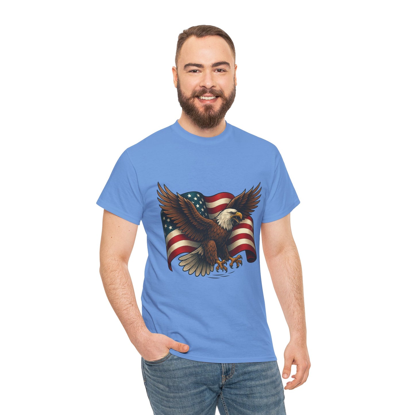 American Eagle Graphic Tee, Patriotic T-Shirt, Fourth of July Apparel, Eagle Love Shirt, Unisex Heavy Cotton Tee