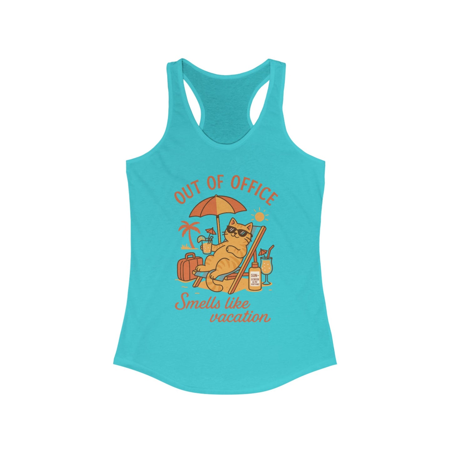 Cat Womens Tank, Funny Vacation Tee with Cool Cat, Summer Beach Relax Shirt, Gift for Her, Funny Cat Lover Gift, Summer Apparel Tank Top