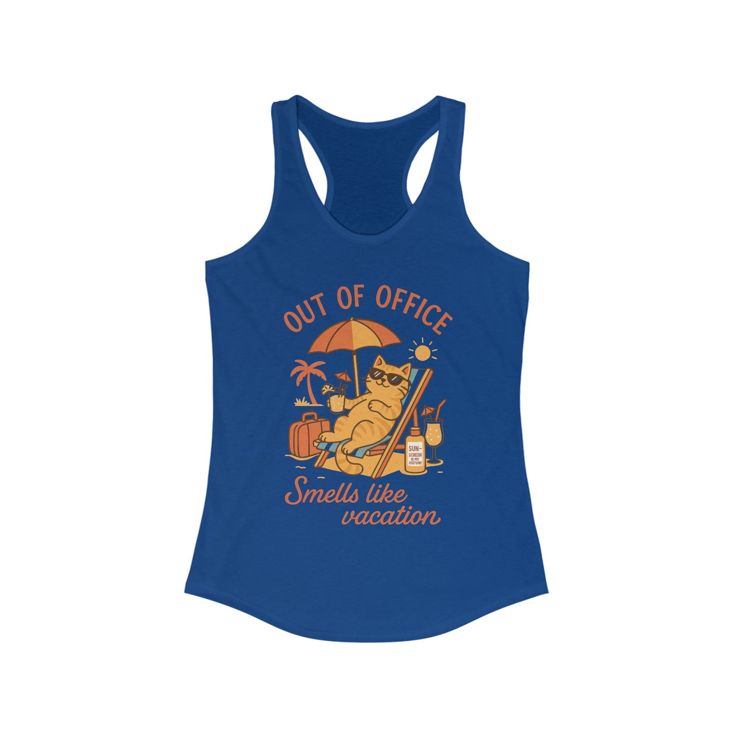 Cat Womens Tank, Funny Vacation Tee with Cool Cat, Summer Beach Relax Shirt, Gift for Her, Funny Cat Lover Gift, Summer Apparel Tank Top
