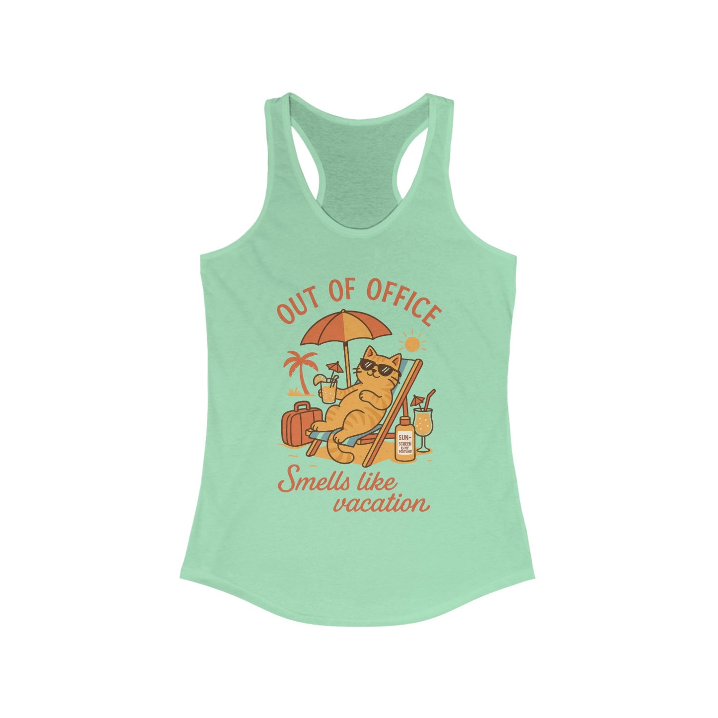 Cat Womens Tank, Funny Vacation Tee with Cool Cat, Summer Beach Relax Shirt, Gift for Her, Funny Cat Lover Gift, Summer Apparel Tank Top