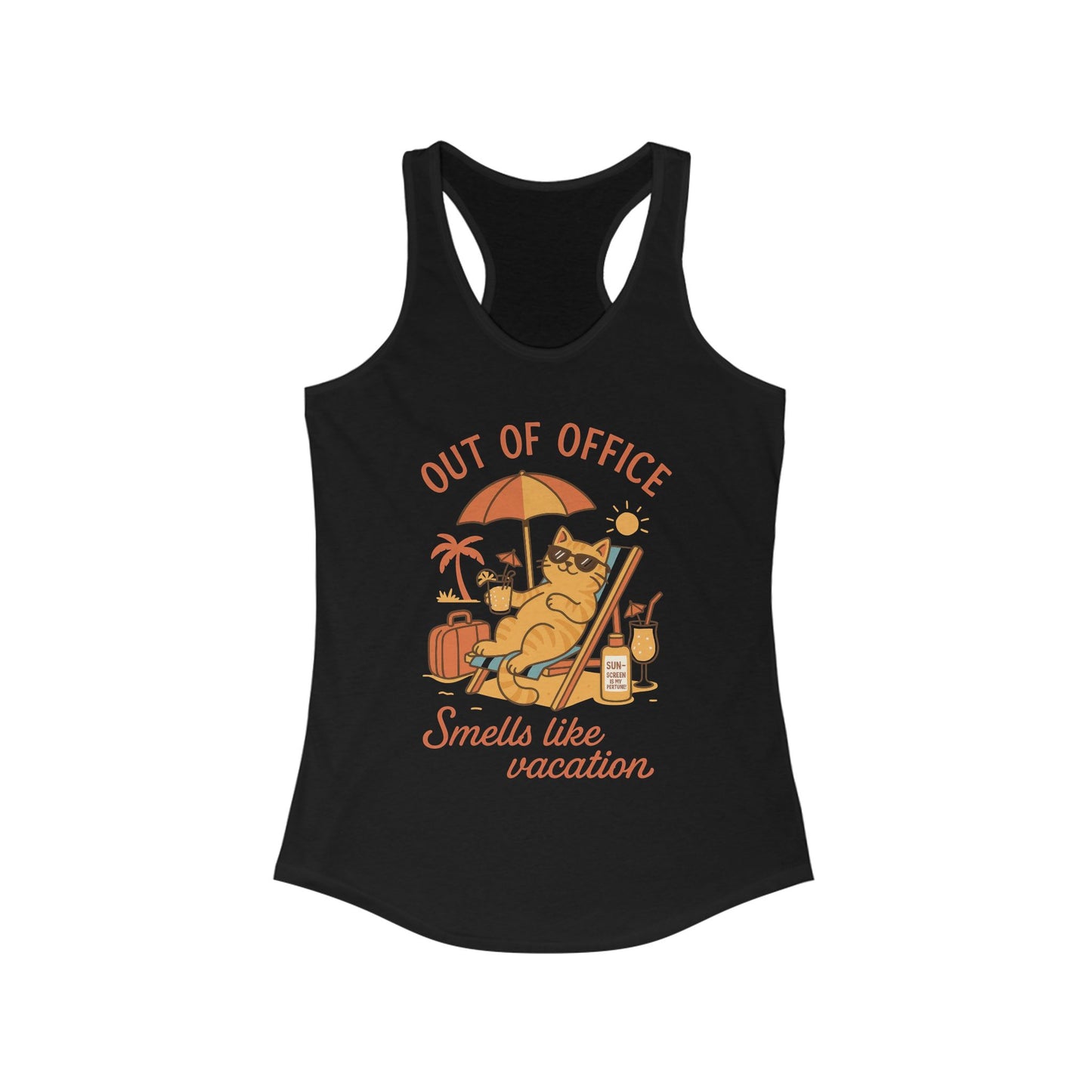 Cat Womens Tank, Funny Vacation Tee with Cool Cat, Summer Beach Relax Shirt, Gift for Her, Funny Cat Lover Gift, Summer Apparel Tank Top