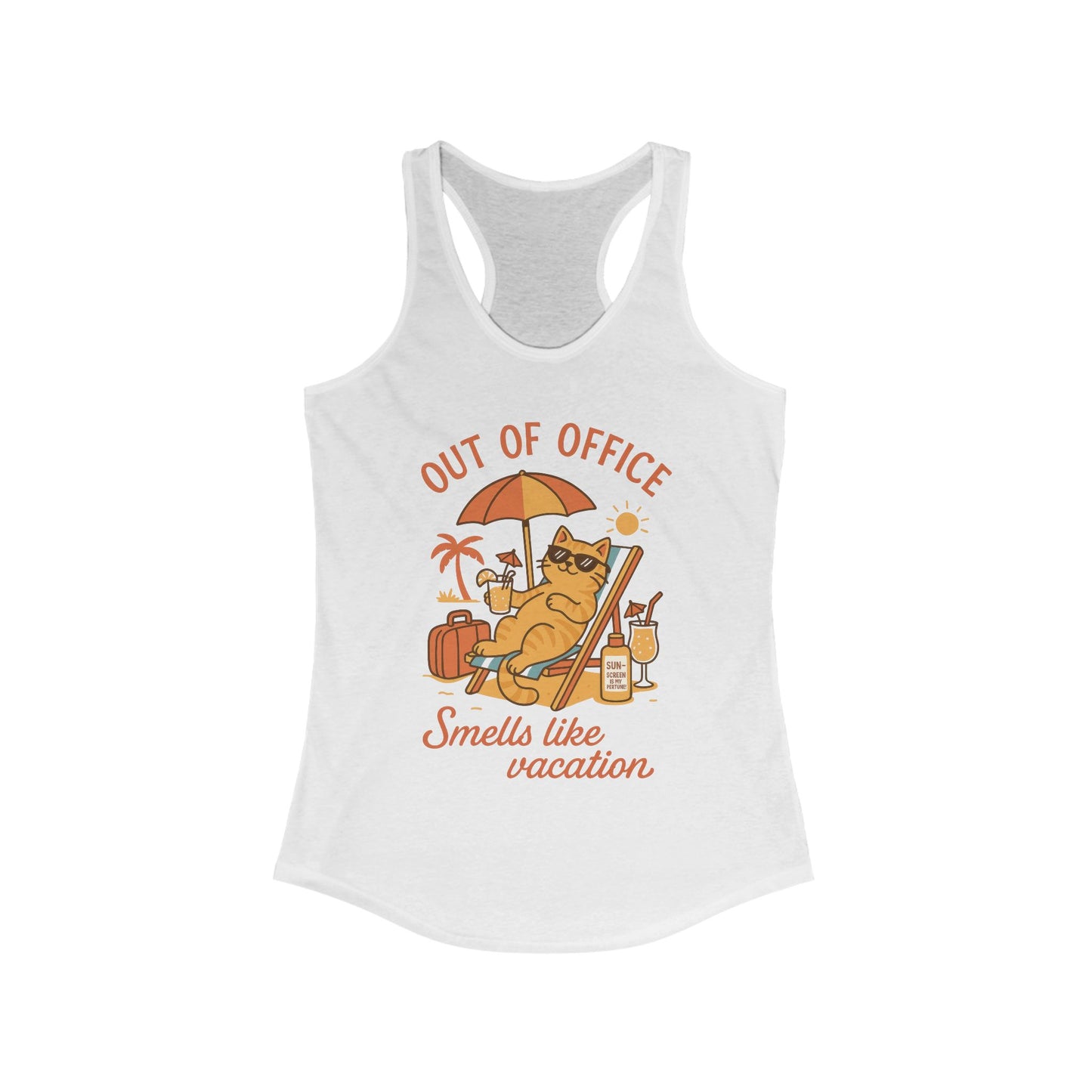 Cat Womens Tank, Funny Vacation Tee with Cool Cat, Summer Beach Relax Shirt, Gift for Her, Funny Cat Lover Gift, Summer Apparel Tank Top