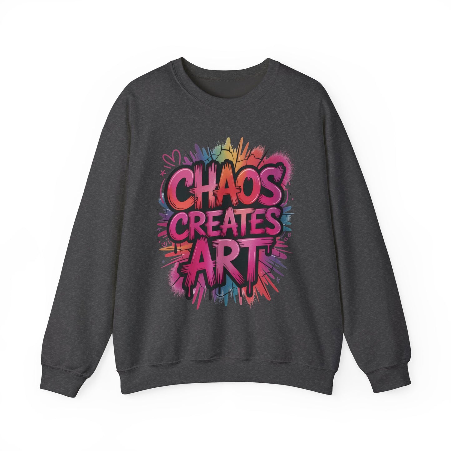 Women's Heavy Blend™ Crewneck Sweatshirt, Chaos Creates Art Graffiti Sweatshirt, Streetwear Sweatshirt