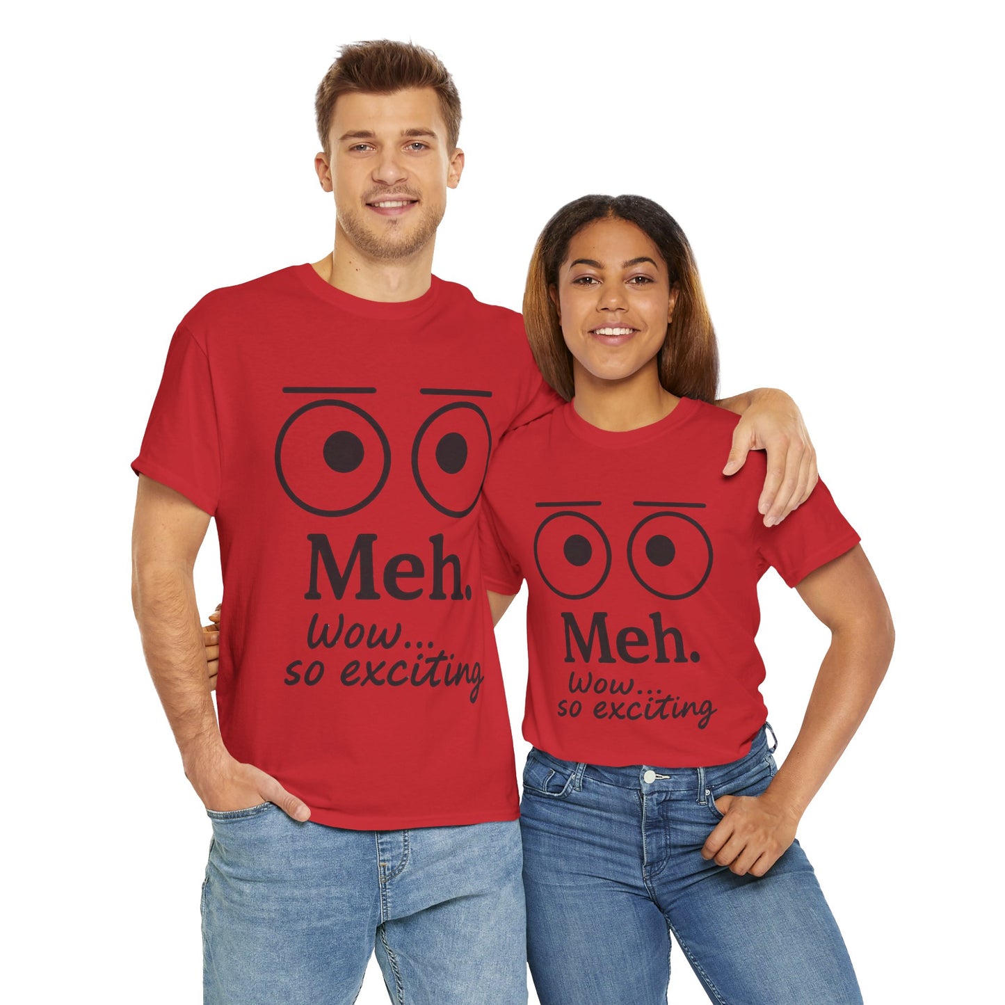 Funny Unisex Heavy Cotton Tee - 'Meh' Graphic Shirt, Casual Wear, Gift for Friends, Humor Tee, Everyday Outfit