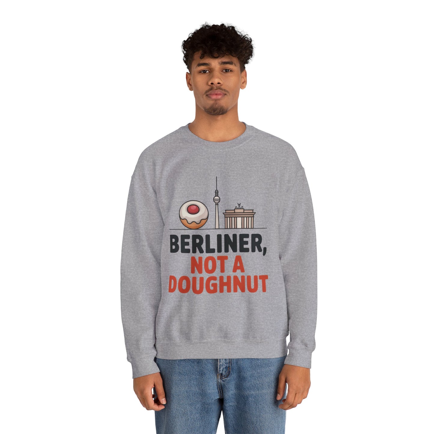 Mens Heavy Blend™ Crewneck Sweatshirt, Berliner Not a Doughnut Funny Berlin Mens Sweatshirt