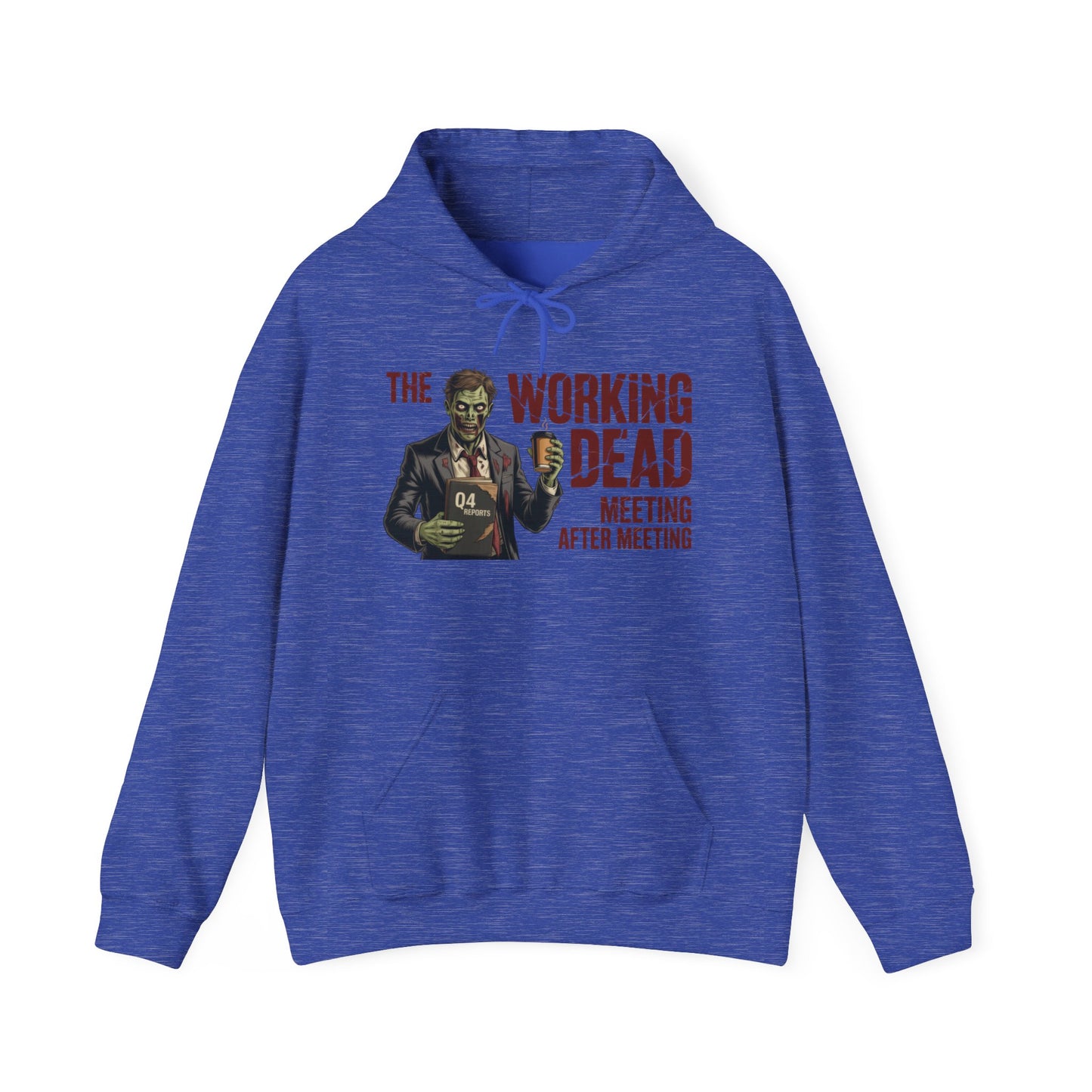 The Working Dead Men's Zombie Hoodie, Funny Office Meeting Sweatshirt, Men's Heavy Blend™ Hooded Sweatshirt, Halloween Work Humor Zombie top