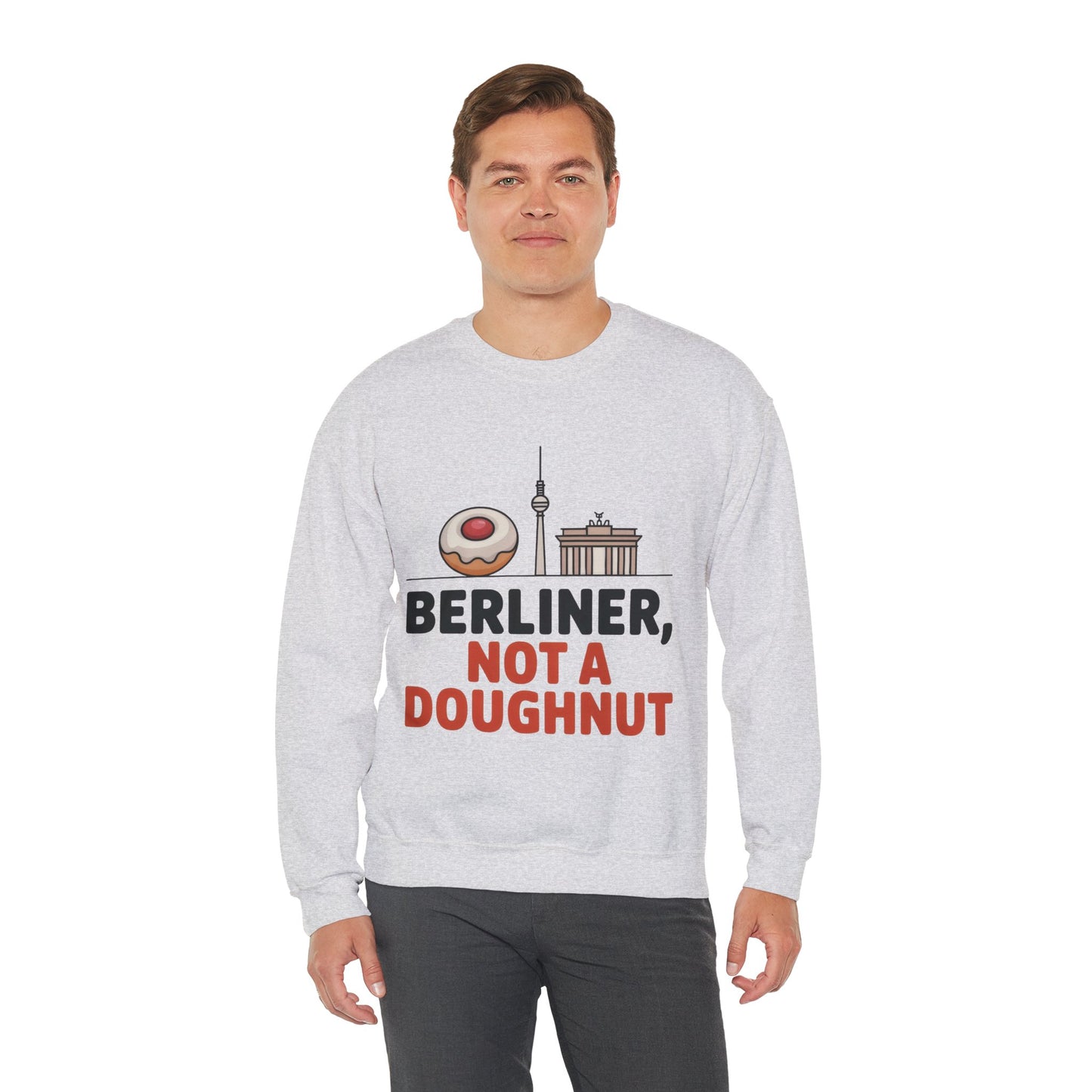 Mens Heavy Blend™ Crewneck Sweatshirt, Berliner Not a Doughnut Funny Berlin Mens Sweatshirt