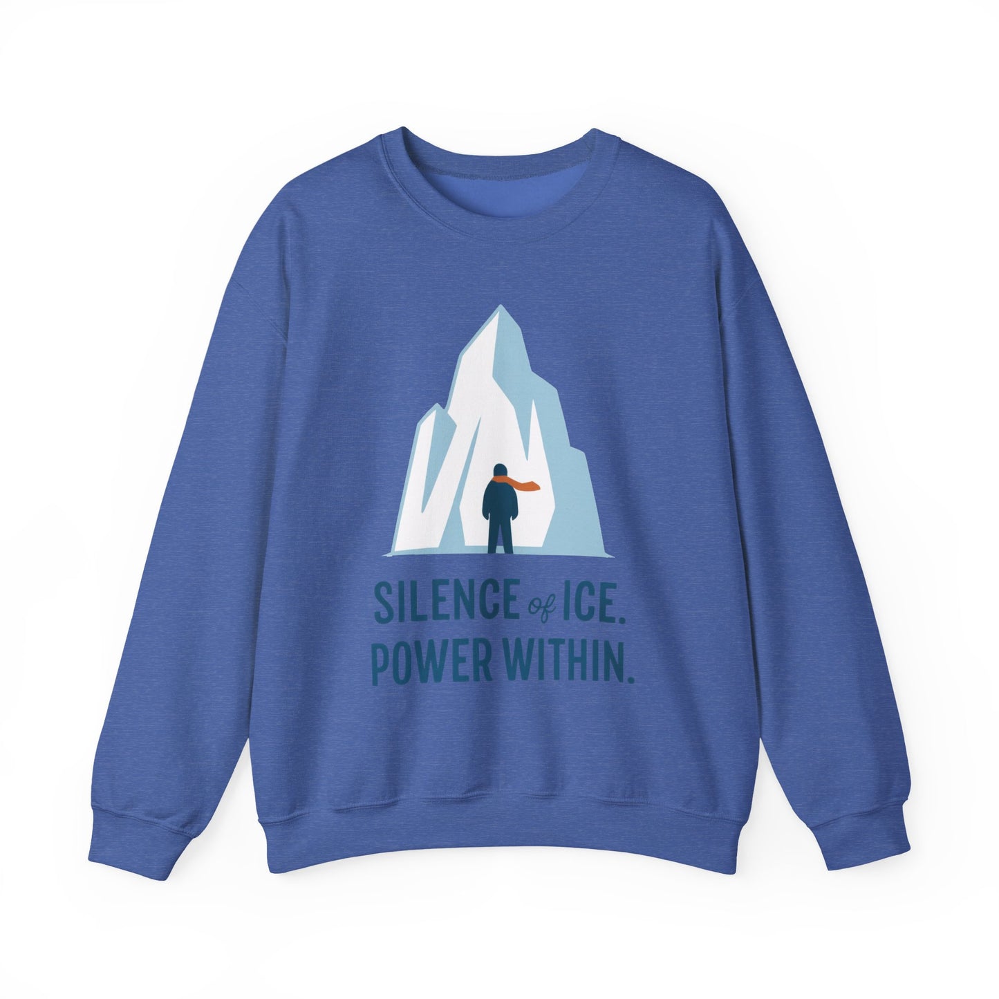 Men's Heavy Blend™ Crewneck Sweatshirt, Silence of Ice Power Within Sweatshirt, Nordic Iceberg Minimalist Pullover