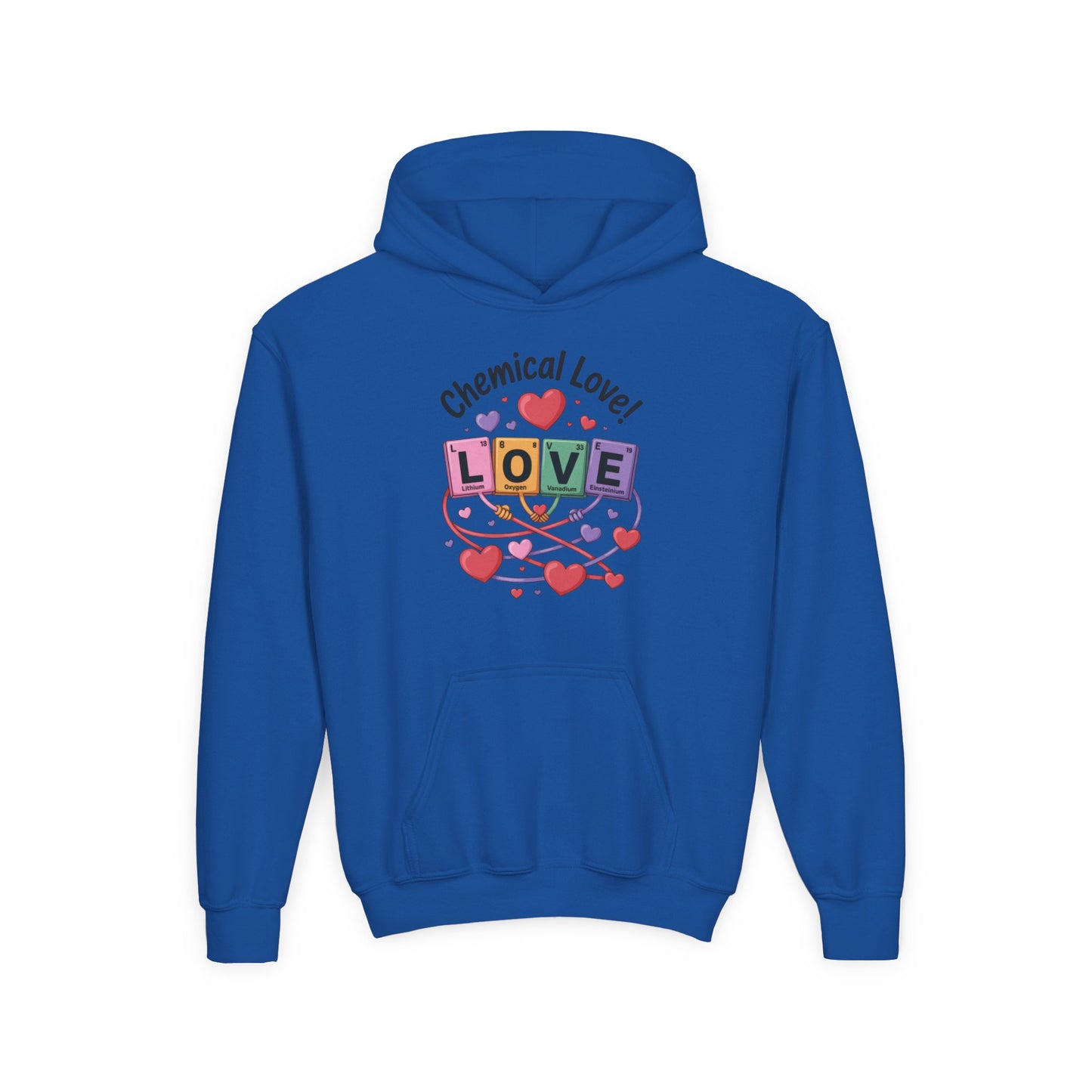 Youth Heavy Blend Hooded Sweatshirt, Chemical Love Design, Cozy Gift for Teens, Valentine's Day Gift For Girl, Birthday, Everyday Comfort