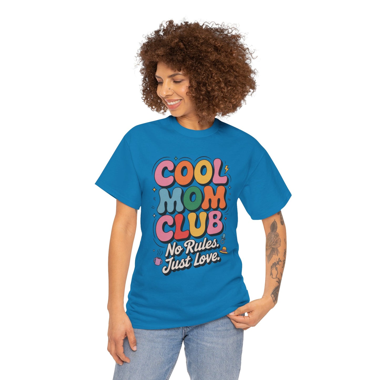 Cool Mom Club Tee, Fun Cotton T-Shirt for Moms, Mothers Day Gift, Parenting Humor Apparel, Fun Mom Shirt, No Rules Just Love Retro Style
