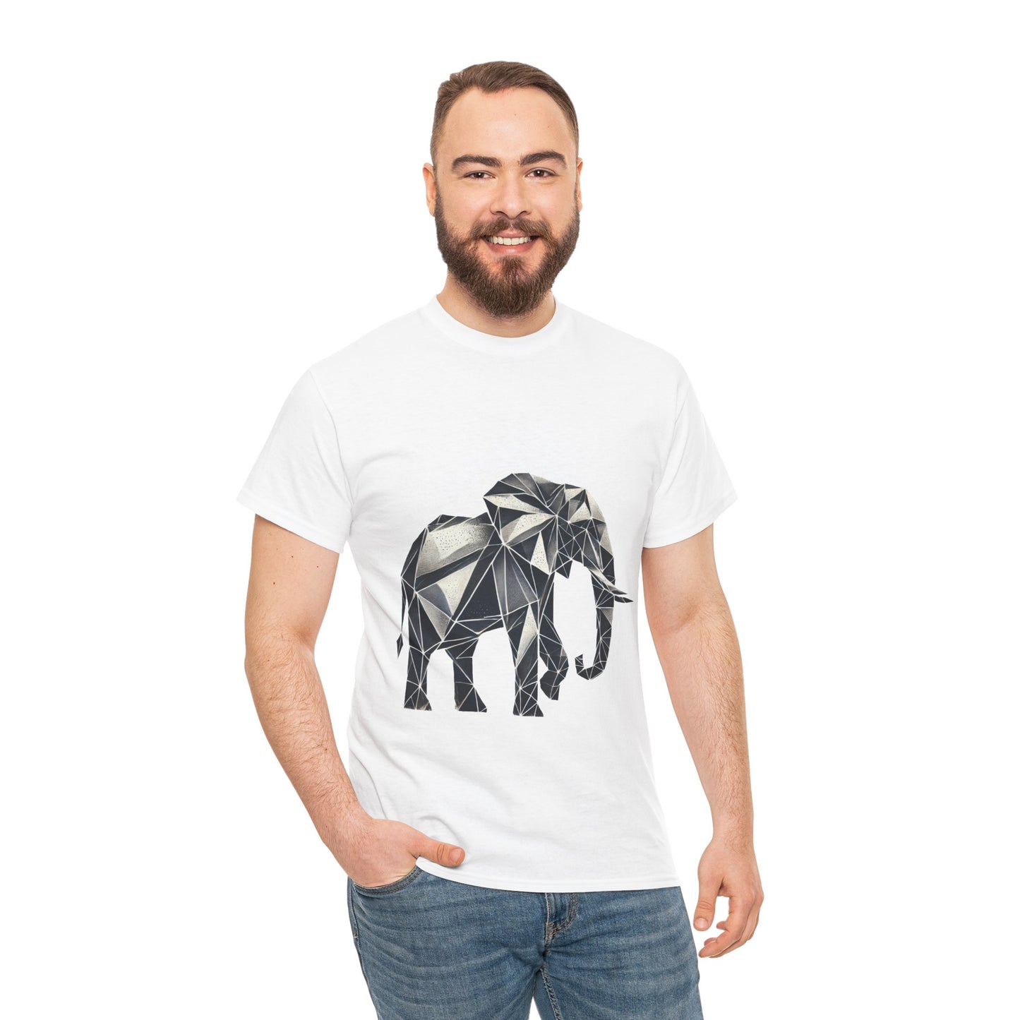 Geometric Elephant Tee - Minimalist Art Shirt, Nature Lover Gift, Animal Print T-Shirt, Unisex Cotton Tee, Eco-Friendly Wear