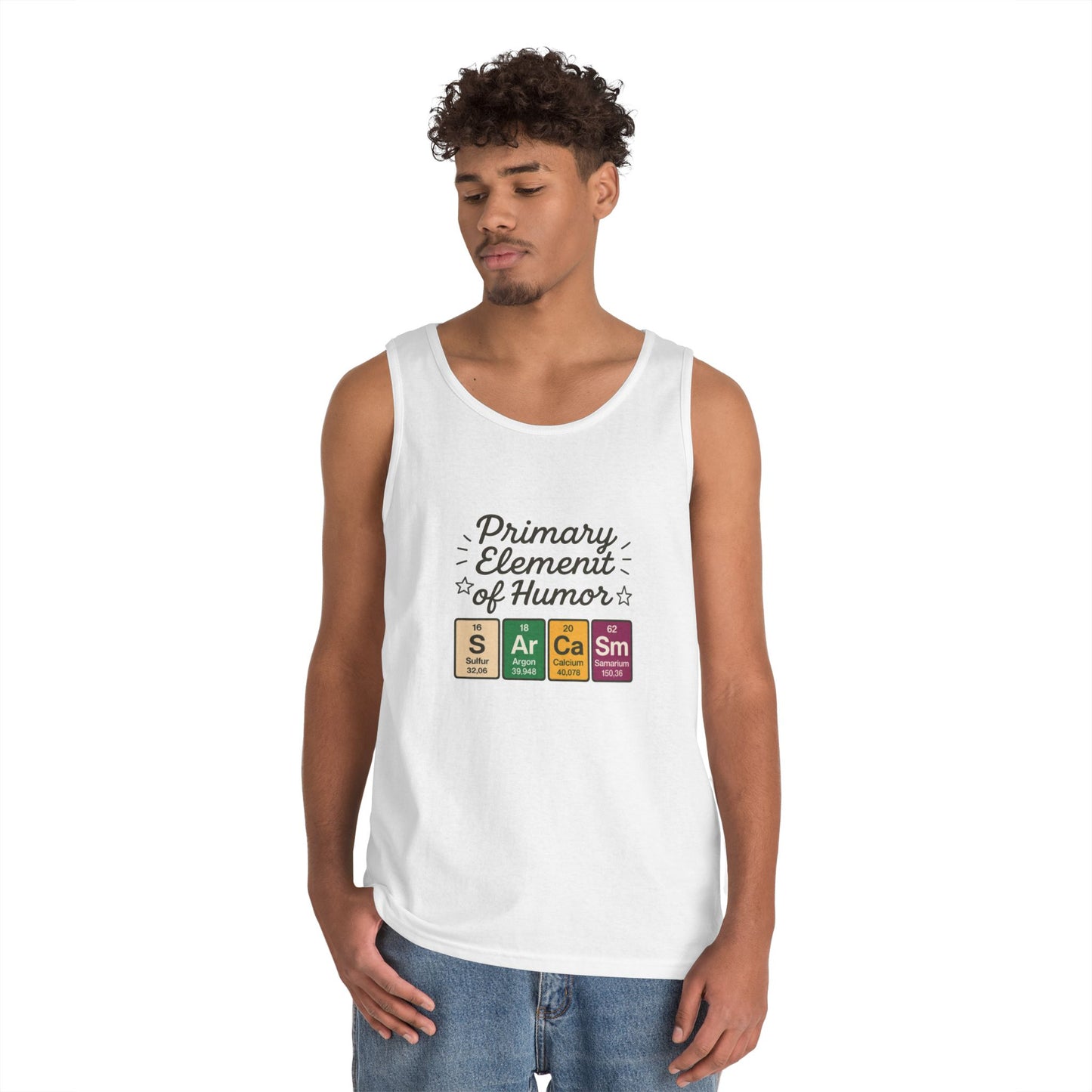 Sarcasm Tank Top for Men, Funny Chemistry Shirt, Science Humor Sleeveless Tee, Nerdy Summer Gym Shirt for Him, Chemistry Elements