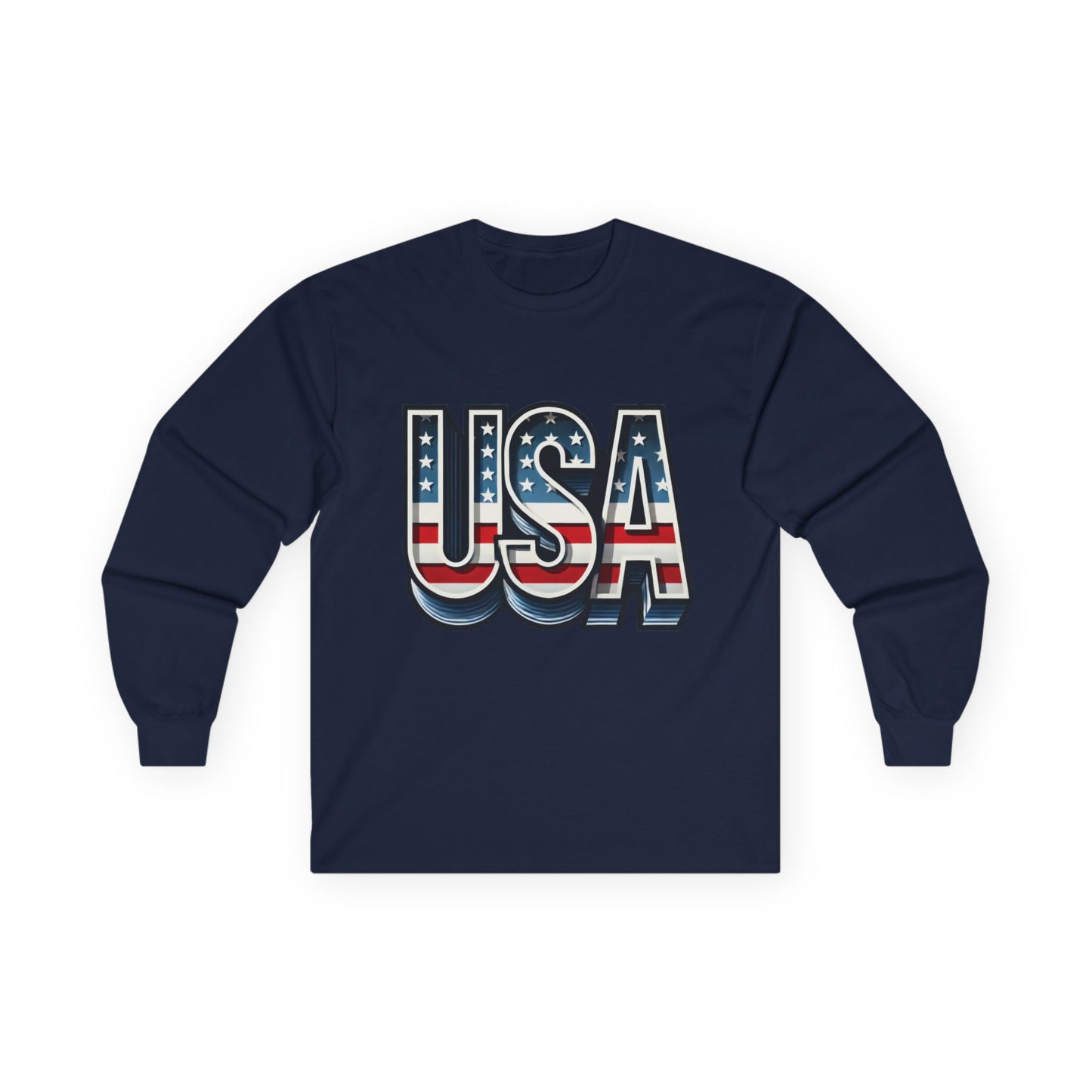 USA Graphic Long Sleeve Tee, Patriotic Shirt, Unisex Casual Wear, Independence Day Gift, Vintage Americana Apparel