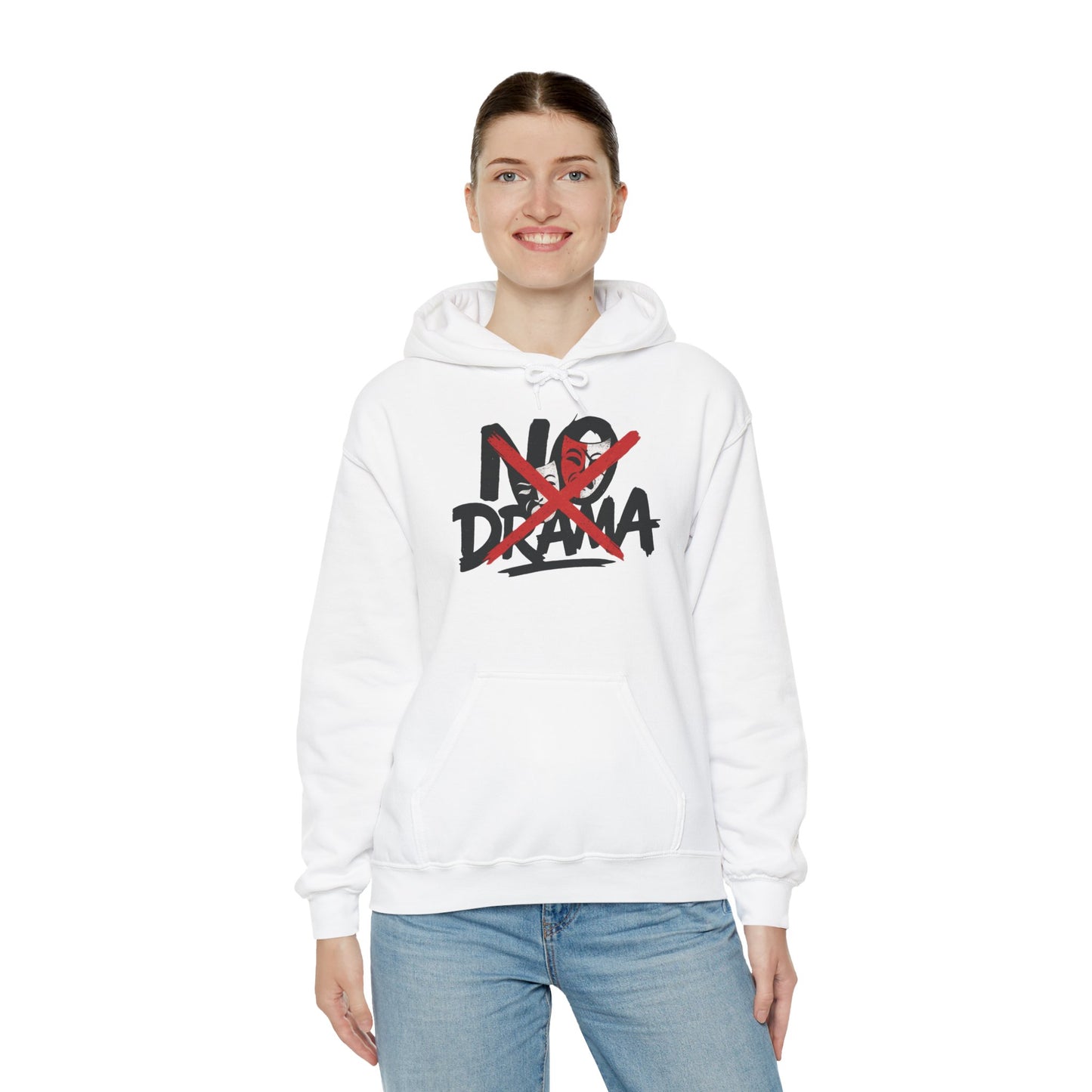 No Drama Womens Hooded Sweatshirt, Cozy Hoodie, Casual Gift, Relaxed Style, Everyday Wear, Funny Sweatshirt