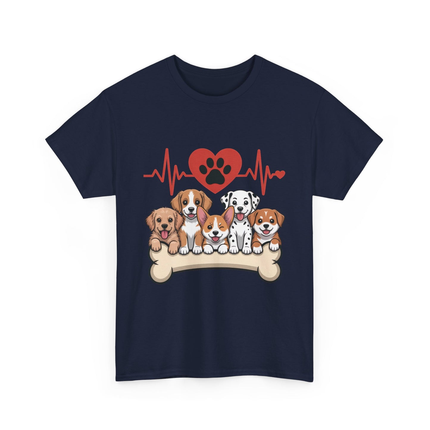 Cute Puppy Heartbeat Women's T-Shirt, Dog Lover Gift, Paw Print Heart Graphic Tee
