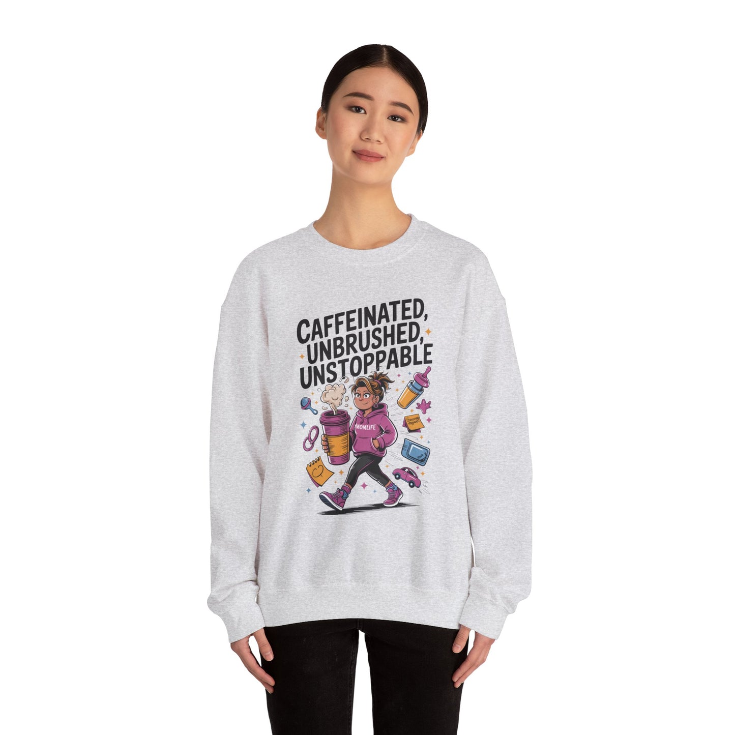 Caffeinated Mom Sweatshirt, Funny Mom Life Quote, Mother's Day Gift,New Mother Tired Mother Gift, Coffee Lover Gift, Coffee Addict Mom