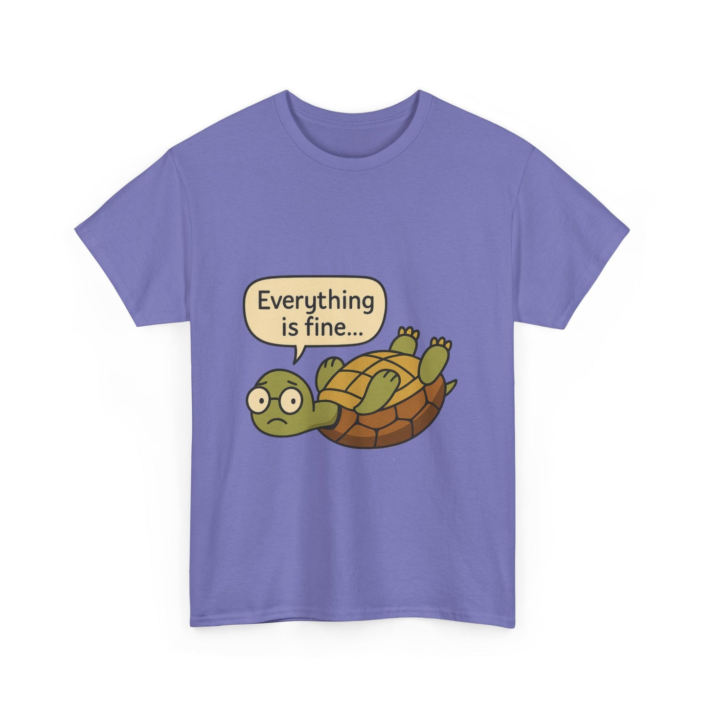 Everything is Fine Turtle Tee, Funny Unisex Cotton Tee, Cute Animal Shirt, Gift for Nature Lovers, Great for Humor, Positive message t-shirt