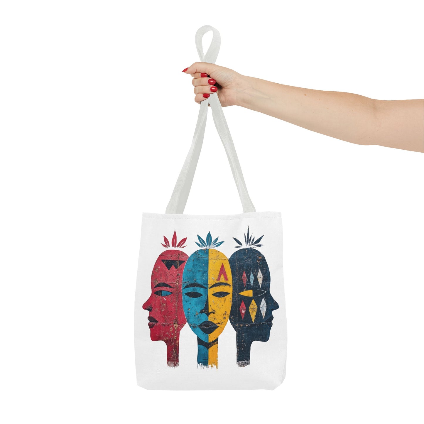 Artistic Tote Bag with Abstract Faces - Bohemian Style, Eco-Friendly Shopping Bag, Gift for Art Lovers, Unique Beach Bag, Festival Accessory