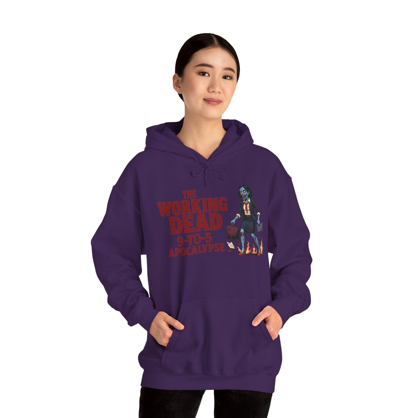 The Working Dead 9-to-5 Apocalypse Hoodie, Women's Horror Office Zombie Sweatshirt, Halloween Zombie Top, Halloween Work Top