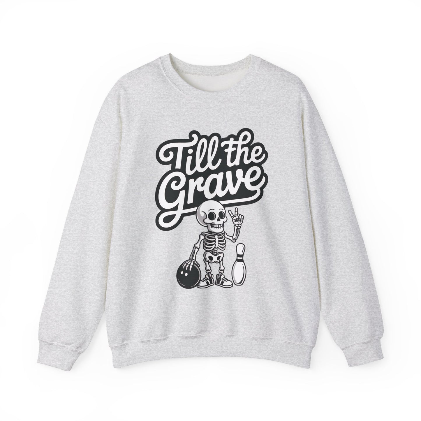 Funny Skeleton Bowling Sweatshirt, Womens Crewneck, Halloween Gift, Casual Wear, Till the Grave Sweatshirt, Bowling Lover Apparel