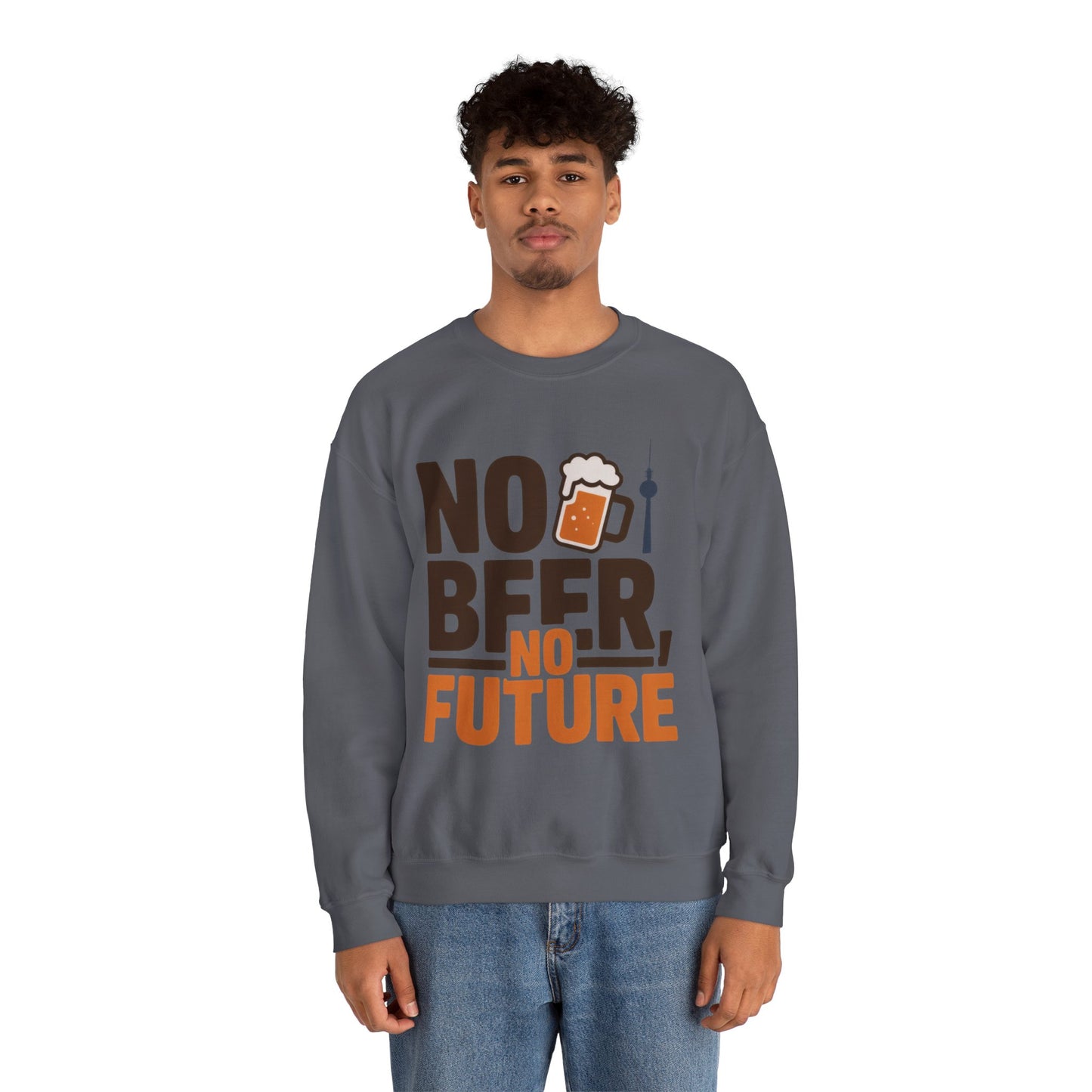 Mens Heavy Blend™ Crewneck Sweatshirt, No Beer No Future Funny Beer Mens Sweatshirt
