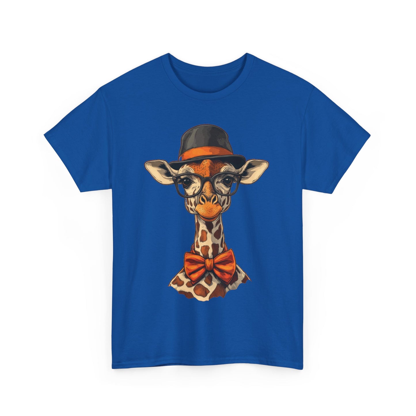 Hipster Giraffe T-Shirt with Hat and Glasses, Whimsical Giraffe Tee, Fun Gift, Cute Graphic Shirt, Unisex Heavy Cotton Tee