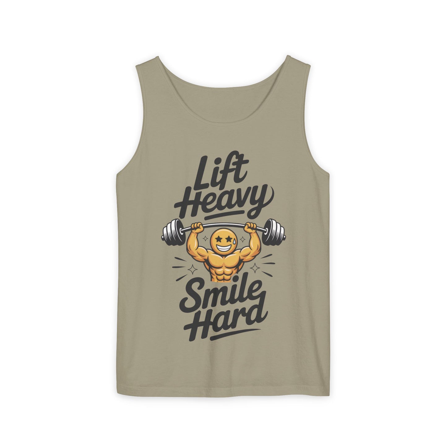 Mens Lift Heavy Smile Hard Tank Top, Funny Gym Workout Fitness Shirt, Mens Funny Gym Tank