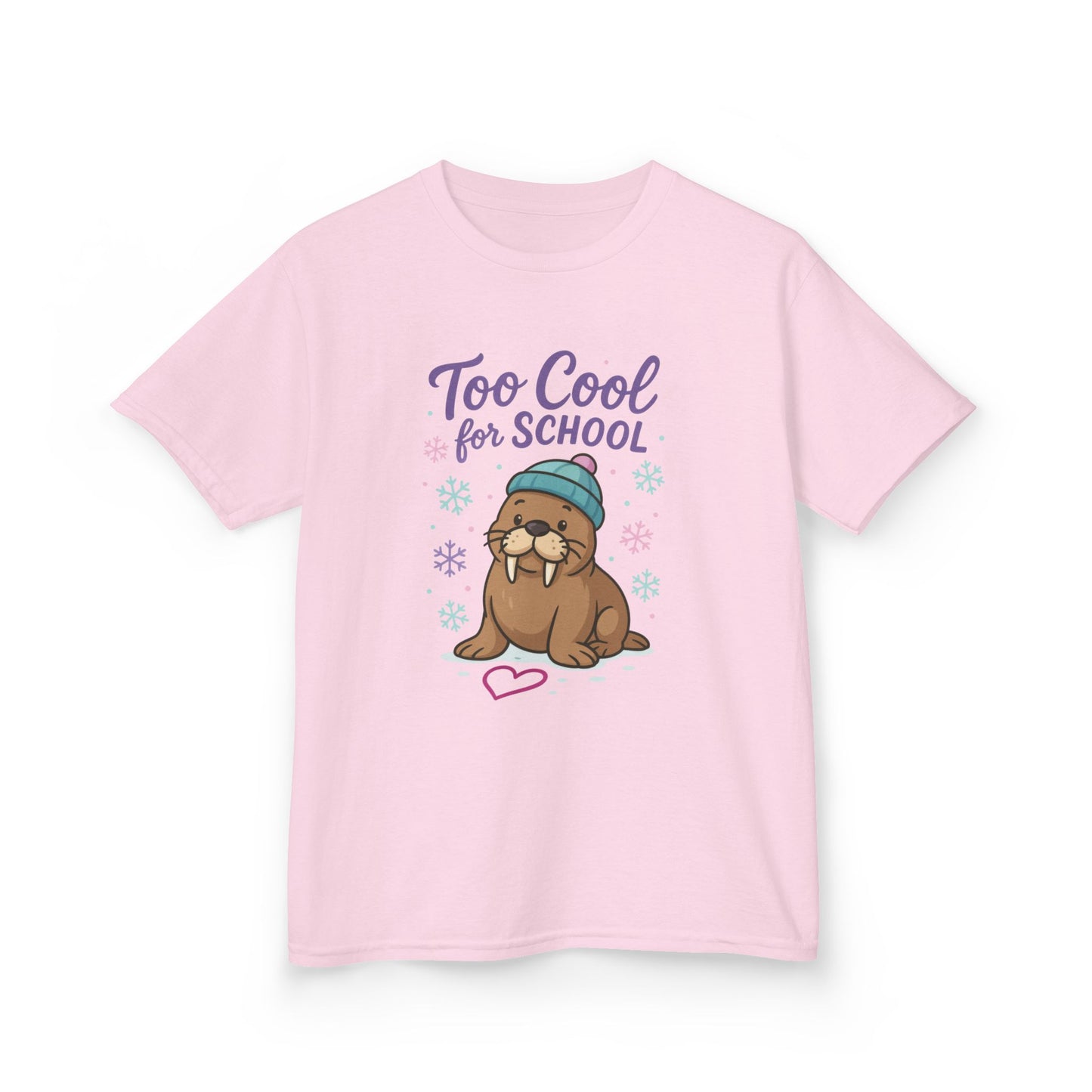 Kids Heavy Cotton™ Tee, Kids Too Cool for School Walrus T-Shirt, Cute Animal Graphic Tee, Funny Winter Shirt