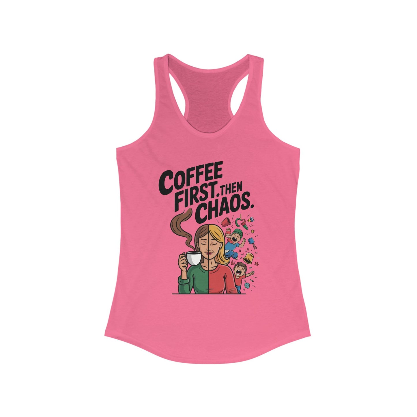 Coffee First Then Chaos Women's Tank Top, Ideal Gift for Moms, Fun Casual Wear, Funny Mom Life Top, Mother's Day Gift