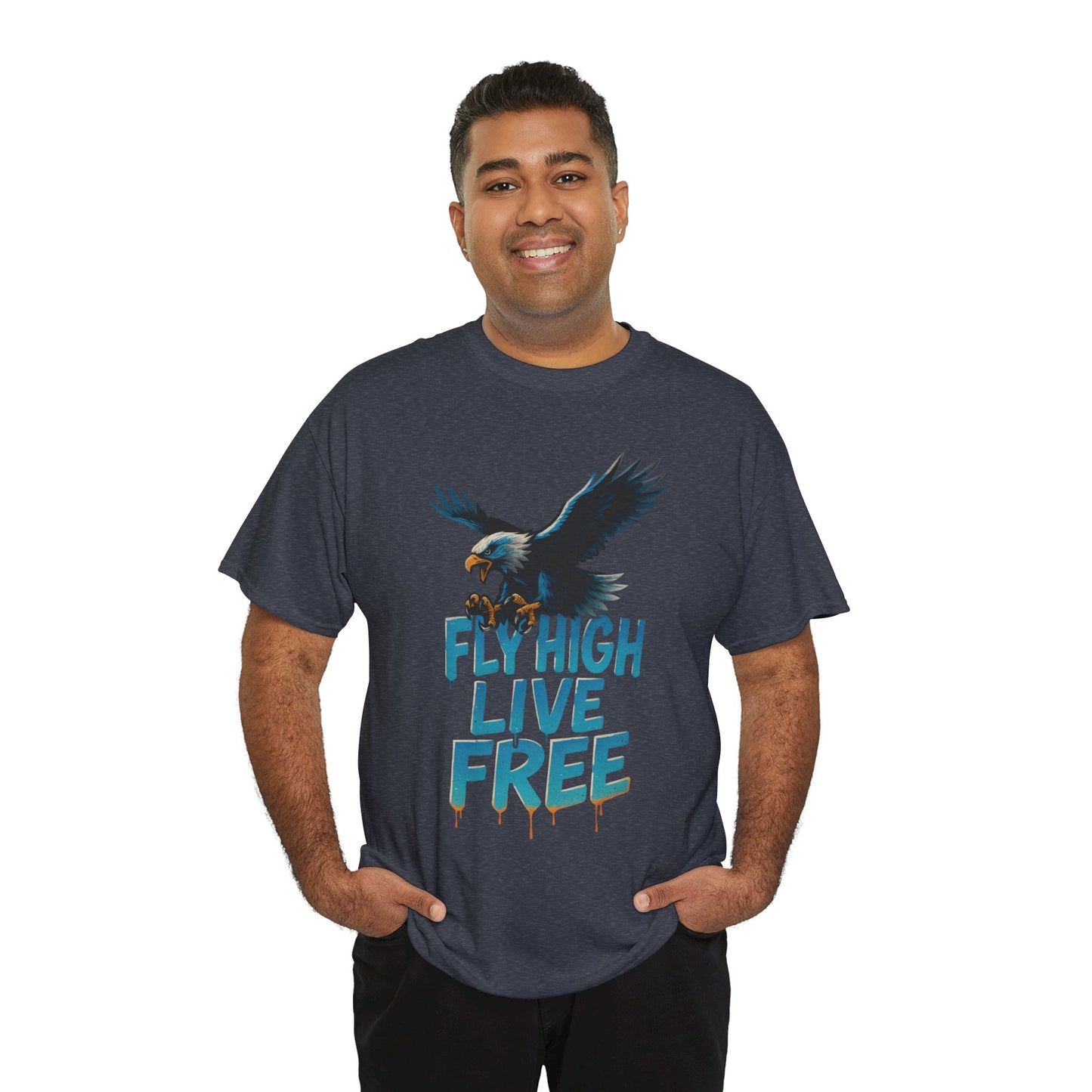 Fly High Live Free Eagle Graphic Mens T-Shirt, Eagle Tee, Fly Free Tee, Wild Flight