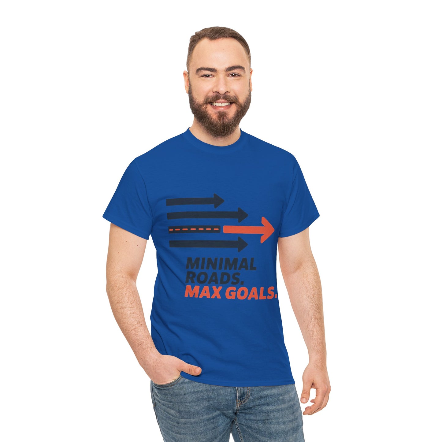 Minimal Roads Max Goals Motivational Mens T-Shirt, Urban Style Graphic Tee
