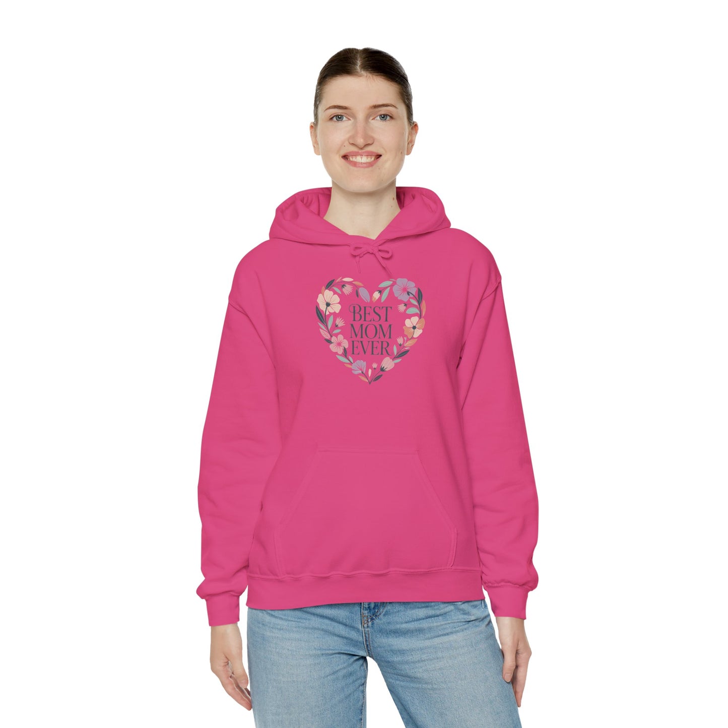 Floral Heart Mom Hoodie - Best Mom Ever Sweatshirt for Mother's Day, Gift for Mom, Cozy Sweatshirt for Women, Everyday Wear, New Mom Gift