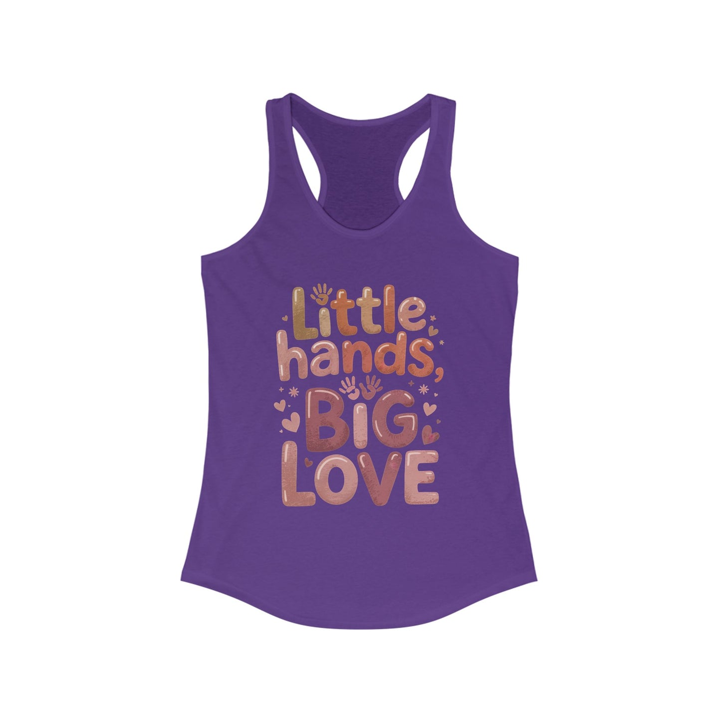 Little Hands, Big Love Racerback Tank, Perfect for Moms Gifts, Cute Mom Top, Baby Showers, Gift for Mothers, mother's day Tank
