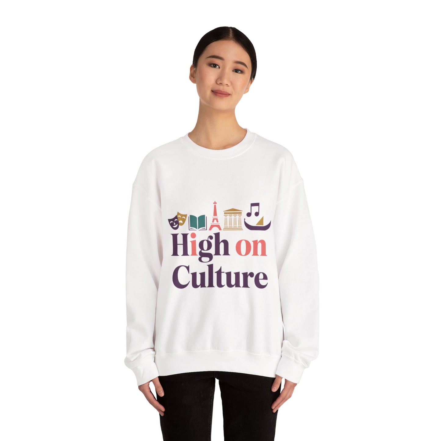 Womens Heavy Blend™ Crewneck Sweatshirt, High on Culture Womens Sweatshirt, Stylish Cultural Graphic Top