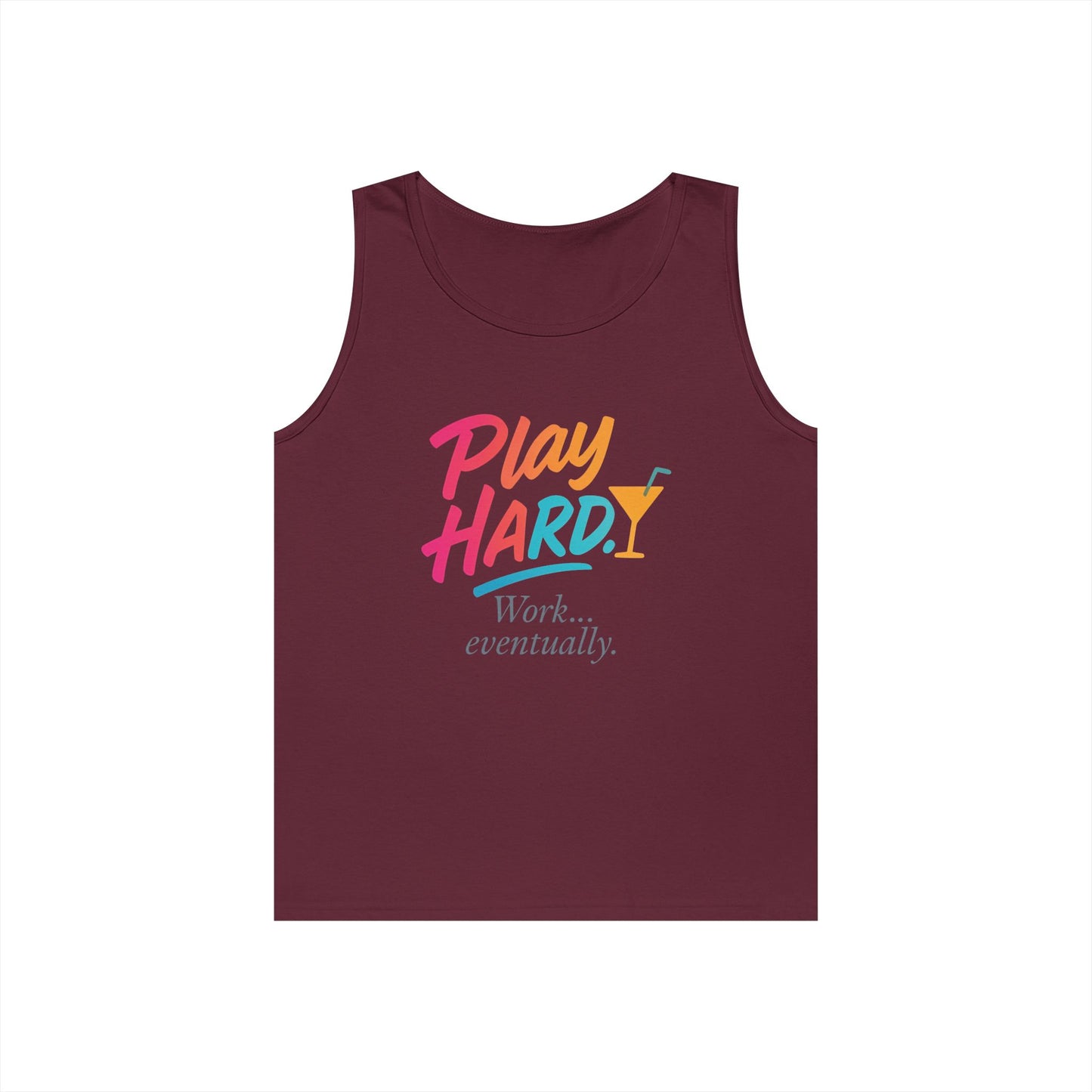Play Hard, Work Eventually Tank Top, Womens Cotton Tank, Summer Apparel, Casual Wear, Gift for Him/Her, Beach Ready
