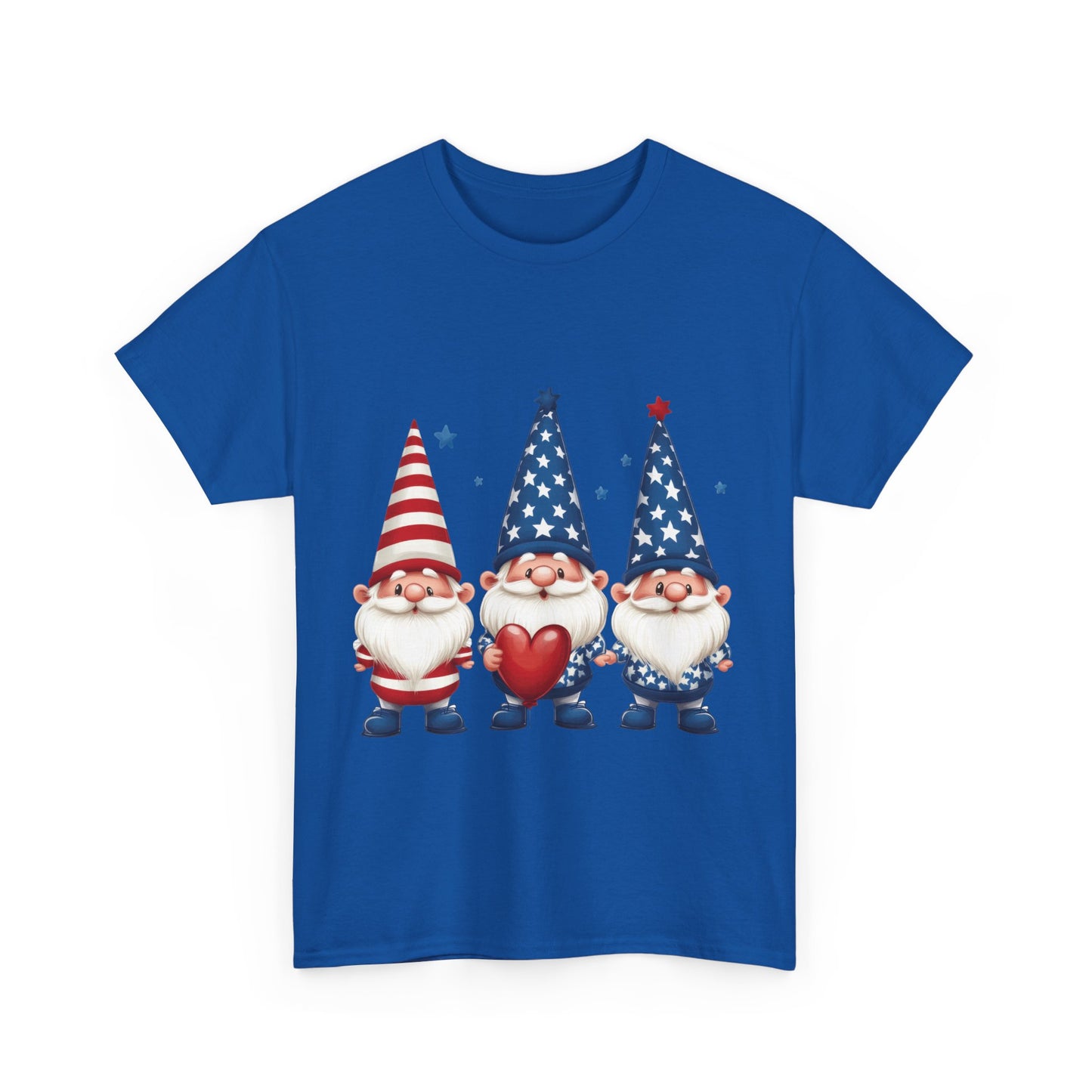 Patriotic Gnome Unisex Heavy Cotton Tee - Cute Tee for Independence Day, Casual Wear, Gift for Gnome Lovers, Summer Style