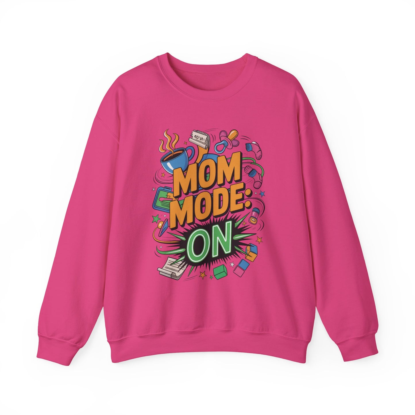 Mom Mode On Crewneck Sweatshirt, Gift for Mom, Mother's Day Humor T-Shirt, Cute Mama Life Graphic Tee, Mother's Day Gift